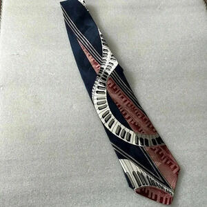 ❤️Host Picks❤️[L54”]Piano Print Navy  Blue Silk Tie
